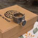 Black Stone Calligraphy Ring